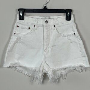 Abercrombie & Fitch Curve Love High Rise Cutoff Shorts Size 26 White